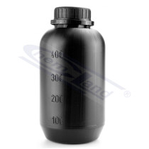 butelka HDPE  500ml okrągła czarna z nakrętką z plombą - BS