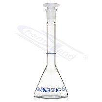 measuring flask TRAPEZOIDAL 2ml - 7/16, blue scale class A with cerificate