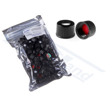 screw cap PP for vials ND8 with hole 5,5mm, black, septa white silicone / red PTFE pgk.100pcs.